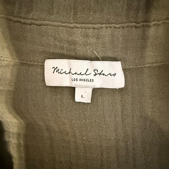 Michael Stars Cleo Button Down Shirt Dress - Olive size Large - Picture 3 of 8